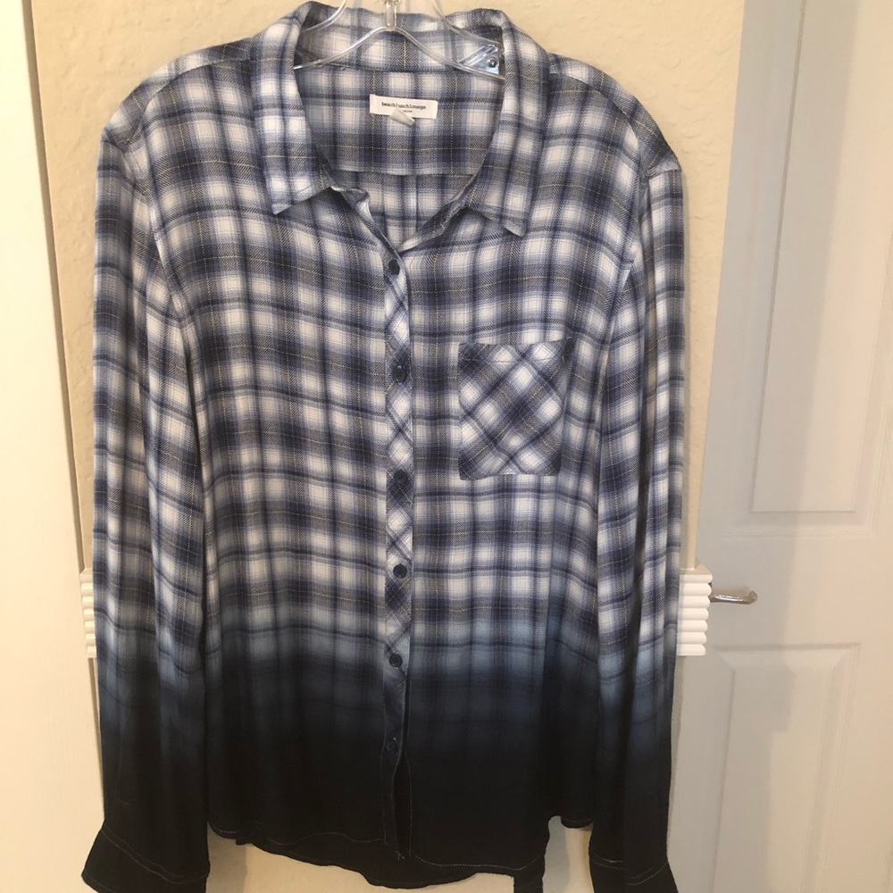 Flannel ombré blue plaid comfy shirt